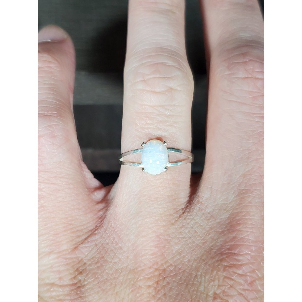 Size 6.75 Sterling Silver Cool Colorful Faux Stone Band Ring